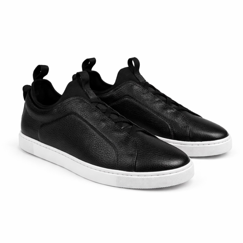 Men’s Leather Stretch Slip-On Sneakers